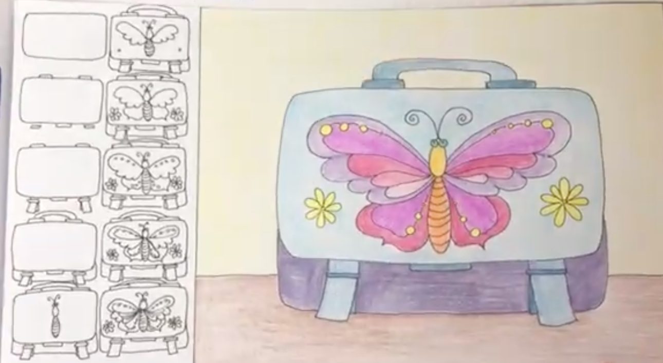 Cách vẽ cặp sách học sinh